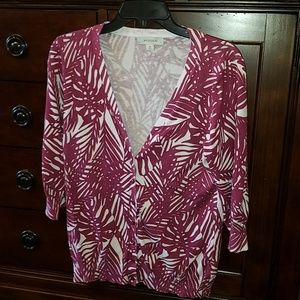Palm Print Cardigan Sweater
